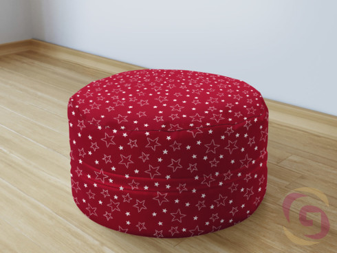 Bavlnený sedacie bobek - vzor biele hviezdičky na červenom
