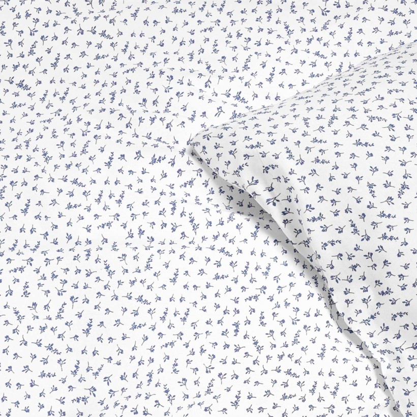 Bavlnené posteľné obliečky - sivomodré kvítí na bielom