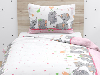 Detské bavlnené obliečky - vzor 617 ružoví slony