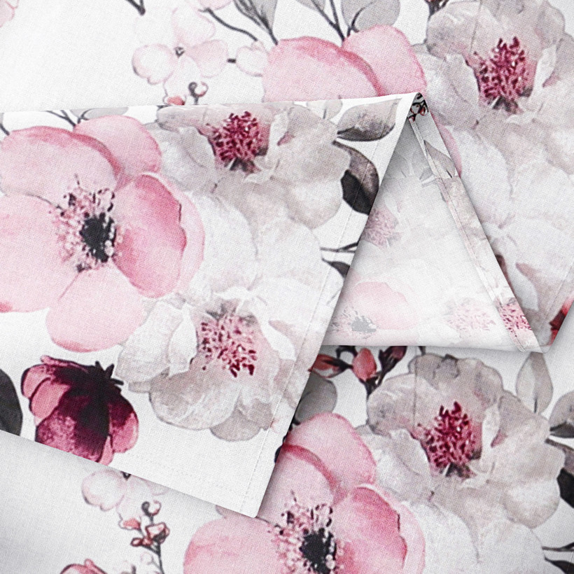 Hranatý obrus 100% bavlnené plátno - kvety sakury