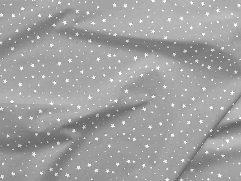 Bavlnené plátno - drobné biele hviezdičky na sivom