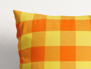 Bavlnená obliečka na vankúš KANAFAS - vzor veľké oranžovo-žlté kocky