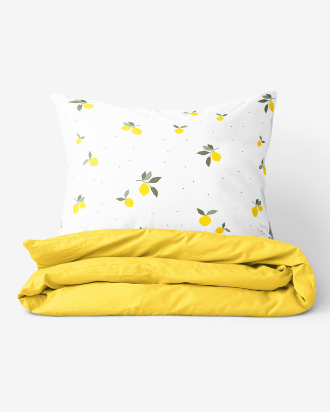 Bavlnené posteľné obliečky Duo - citróny so žltou