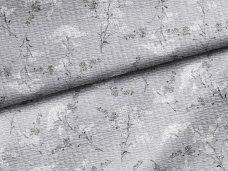 Krepové posteľné obliečky - vzor 933 japonské kvety na sivom