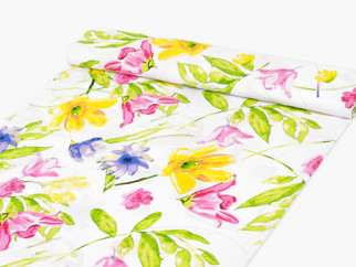 Bavlnené plátno Simona - akvarelové kvety - metráž š. 220 cm