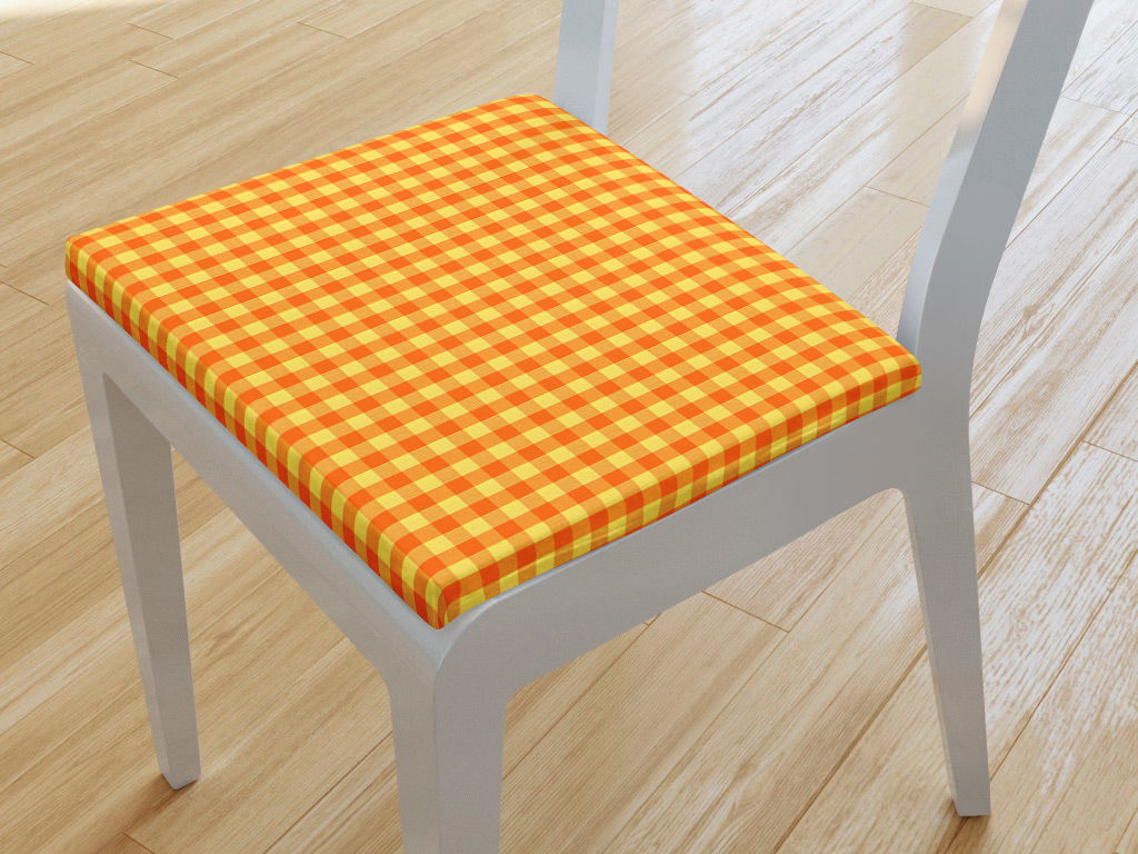Podsedák 100% bavlna 38x38 cm - malé oranžovo-žlté kocky