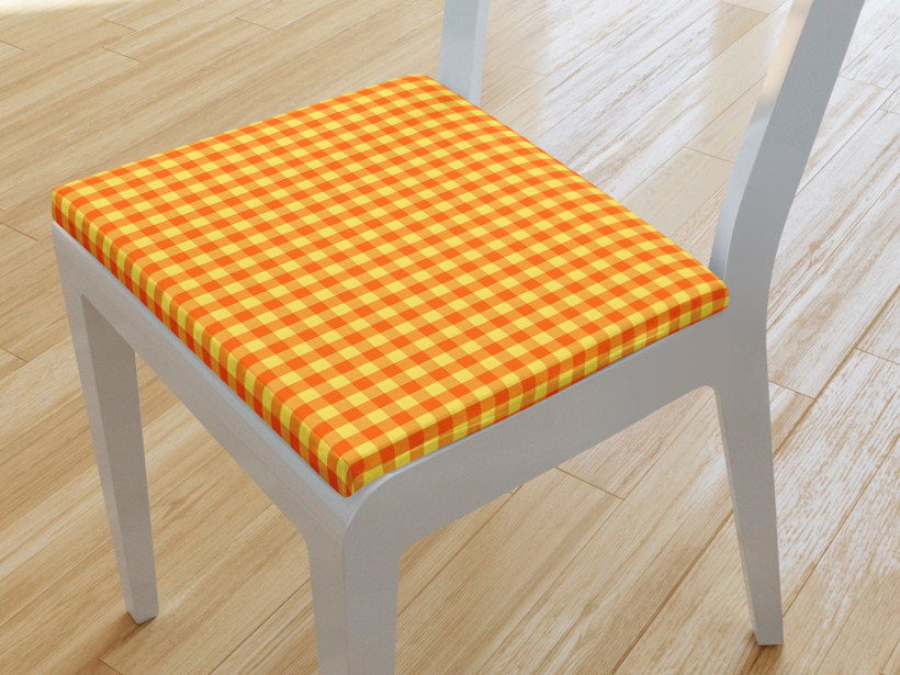 Podsedák 100% bavlna 38x38 cm - malé oranžovo-žlté kocky
