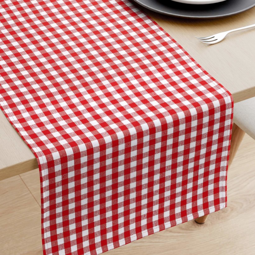 Behúň na stôl 100% bavlna - malé červeno-biele kocky