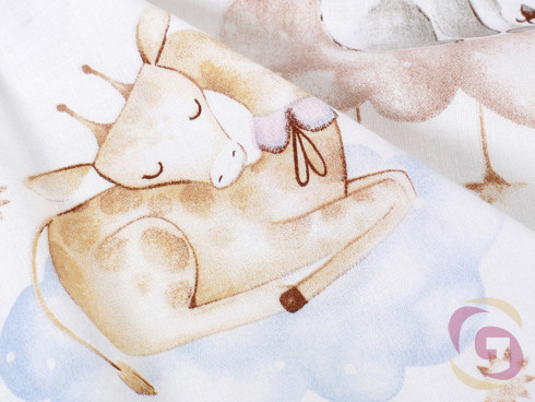 Bavlnené plátno SIMONA - spiace zvieratká v oblakoch
