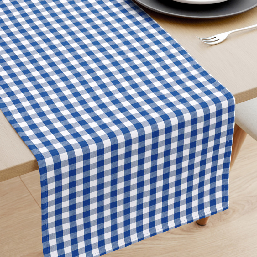 Behúň na stôl 100% bavlna - malé modro-biele kocky