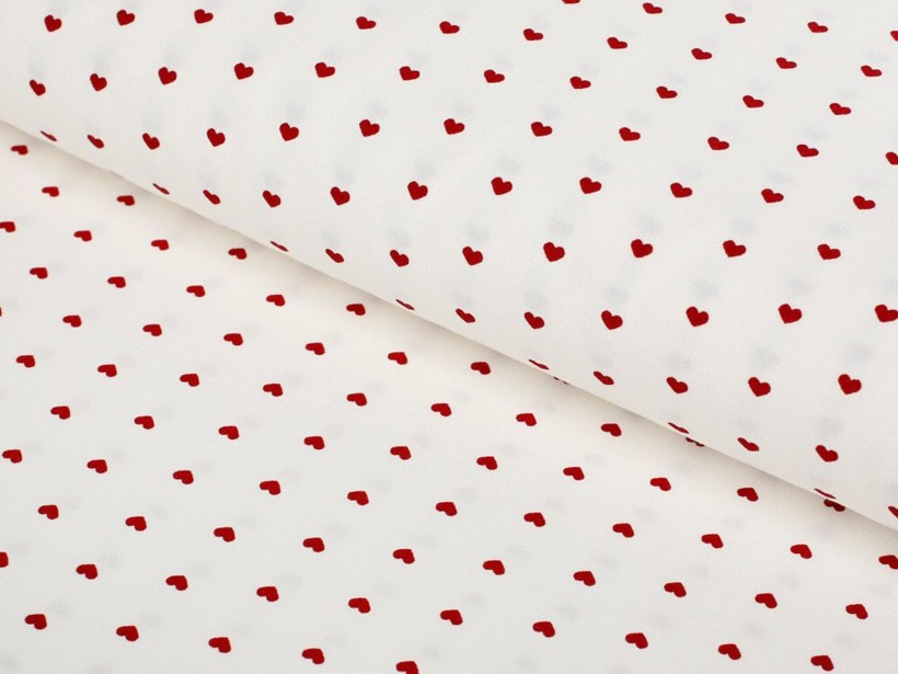 Bavlnené plátno - červené srdiečka na bielom
