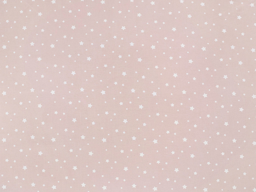 Bavlnené plátno - biele hviezdičky na staroružovom