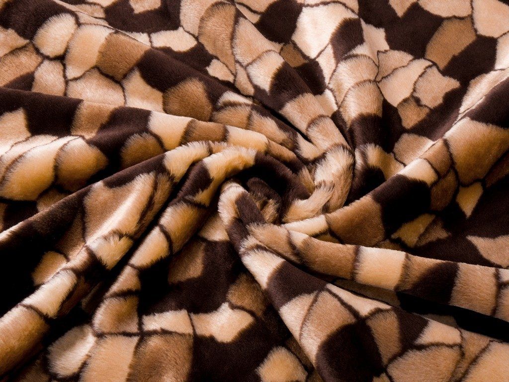 Plyš - Edelcolor 2 tmavá hnedobéžová mozaika