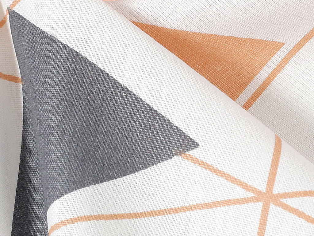 Bavlnené plátno Deluxe - oranžovo-sivé triangly