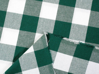 Bavlnený záves KANAFAS - vzor veľké zeleno-biele kocky