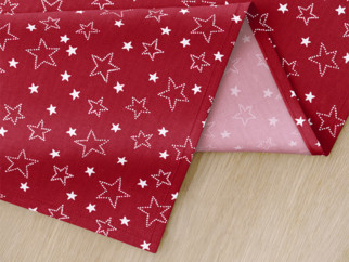 Vianočné bavlnené prestieranie na stôl - vzor biele hviezdičky na červenom - sada 2ks