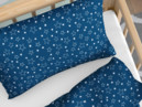 Bavlnené obliečky do detské postieľky - vzor X-16 biele hviezdičky na modrom