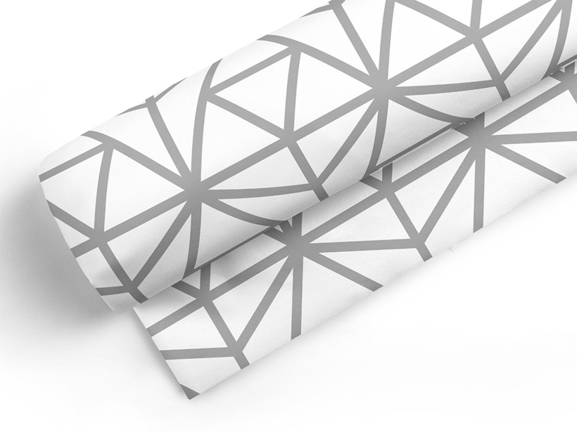 Bavlnené plátno - sivé geometrické tvary na bielom