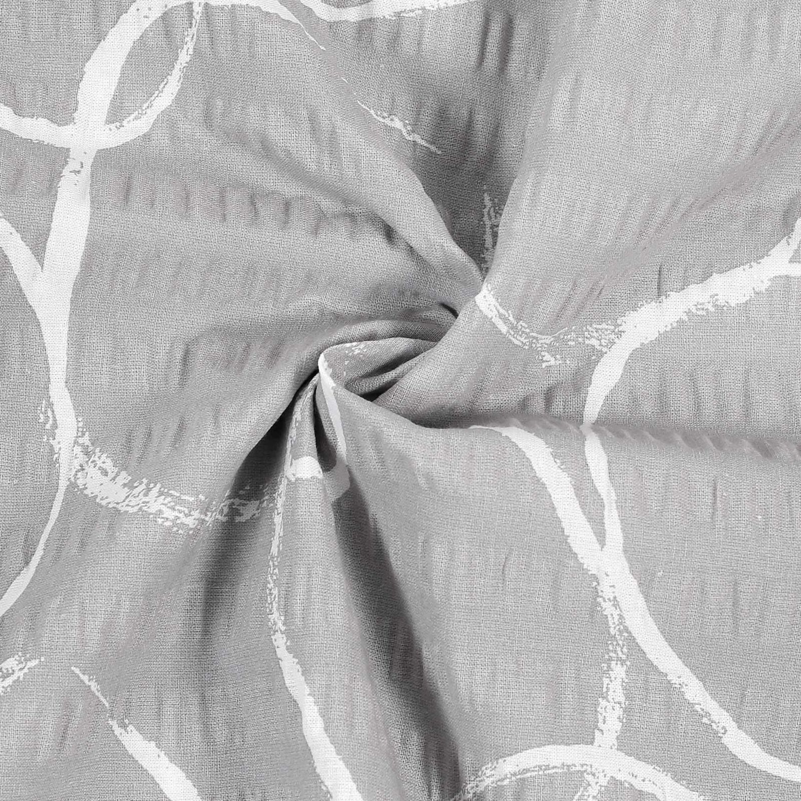 Bavlnený krep - abstraktné obrysy na sivom