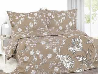Flanelové posteľné obliečky - vzor 1003 ľalie na hnedom