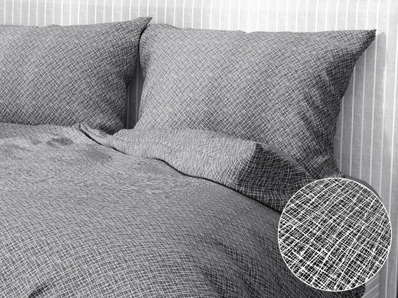 Bavlnené posteľné obliečky - dizajnové línie na sivom