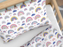 Detské bavlnené obliečky do postieľky - vzor 037 farebné dúhy na bielom