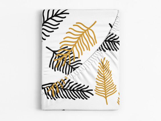 Bavlnená napínacia plachta - vzor čierne a zlaté palmové listy