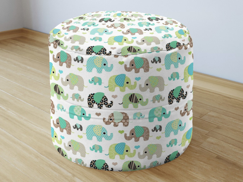 Detský bavlnený sedacie bobek 50x40 cm - zelenomodrí sloni