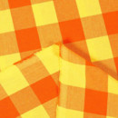 Okrúhly obrus 100% bavlna - veľké oranžovo-žlté kocky
