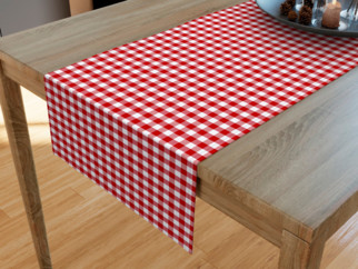 Bavlnený behúň na stôl KANAFAS - vzor malé červeno-biele kocky