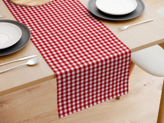 Bavlnený behúň na stôl KANAFAS - vzor malé červeno-biele kocky