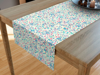 Bavlnený behúň na stôl - vzor farebné čriepky na smotanovom