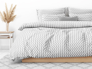 Bavlnené posteľné obliečky - vzor 036 sivé cik-cak prúžky