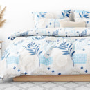 Saténové posteľné obliečky Deluxe - mandaly s modrými lístkami
