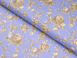 Bavlnená látka MESTRAL - vzor kvety na modrom - metráž š. 140cm