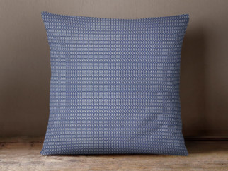 Bavlnená obliečka na vankúš - vzor geometrické tvary na tmavo modrom