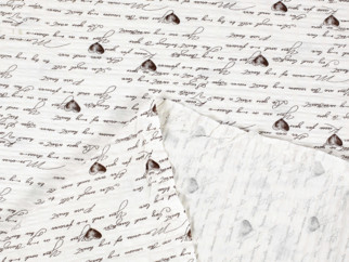 Bavlnený krep - vzor 590 zamilované texty - metráž š. 145cm