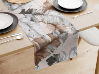Dekoračný behúň na stôl LONETA - sivé a hnedé perie