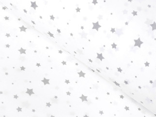 Bavlnené plátno SIMONA - vzor 797 sivé hviezdičky na bielom - metráž š. 160cm