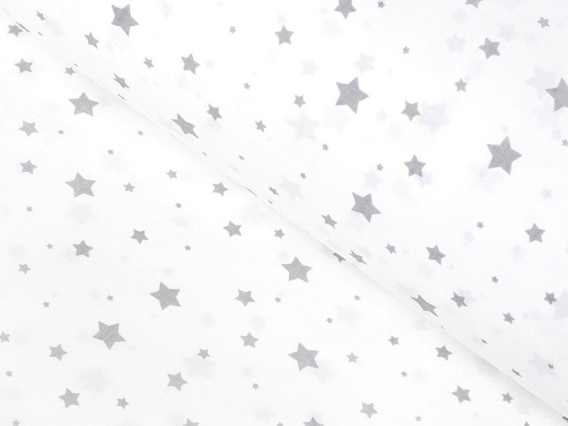 Bavlnené plátno - drobné sivé hviezdičky na bielom