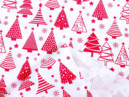 Bavlnená látka SIMONA - vianočný vzor X-25 stromčeky na bielom - metráž š. 160cm