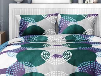 Krepové posteľné obliečky - vzor 1041 farebné kruhy na sivom