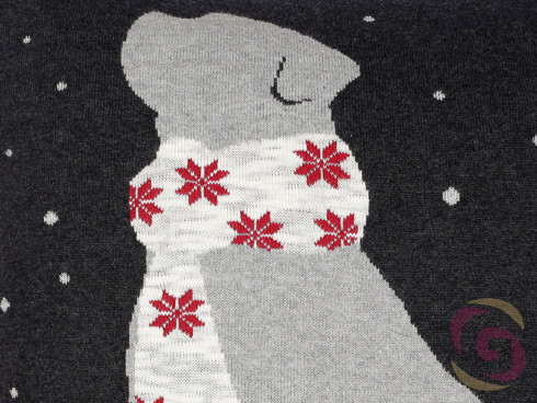 Luxusná pletená obliečka na vankúš vzor psík so šálom