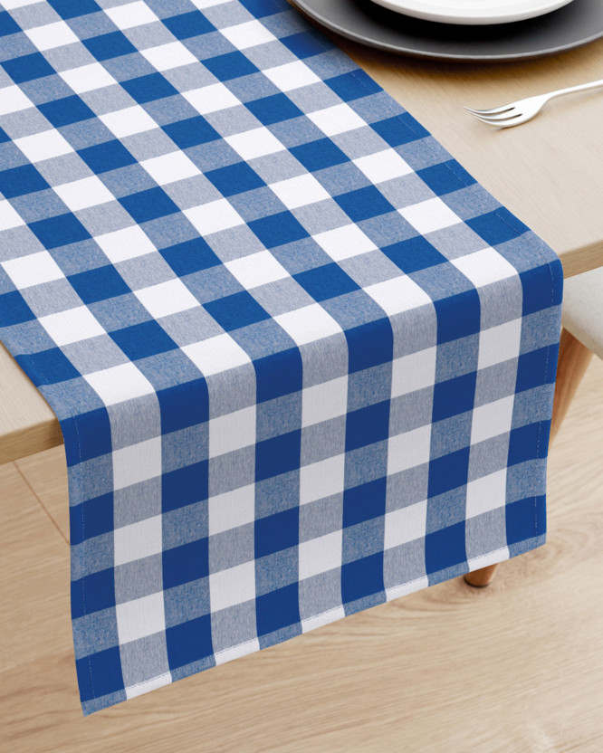 Behúň na stôl Menorca - veľké modré a biele kocky
